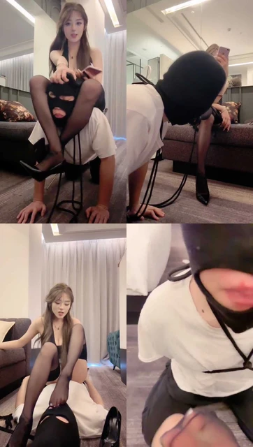 【不知名美女】吊带黑丝 调教大学牲