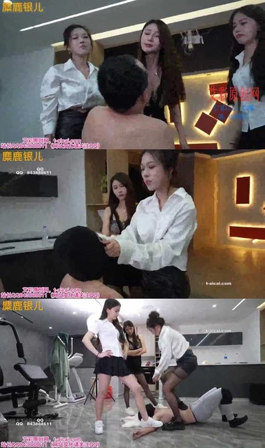 【一一】超颜值三女S重度轮揍男奴 耳光飞脚轮踹