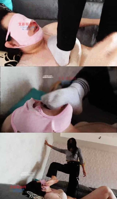 【超级女M】吹牛B的母狗被双s无情嘲讽臭袜子插嘴踩踏