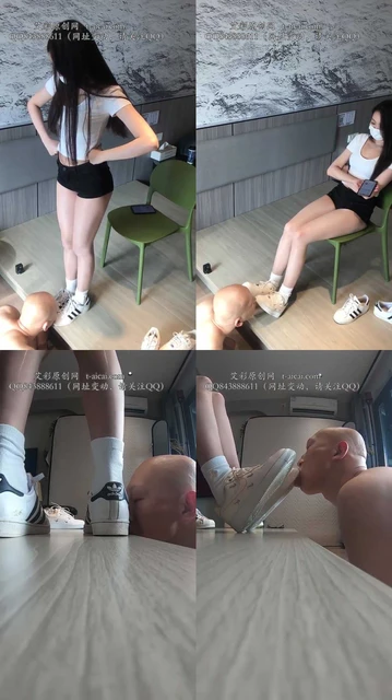 【素人】新人泡芙妹妹S 三双鞋踩舌头 清理鞋底