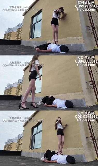 【未知女主】室外调教 天台 高跟鞋初次踩踏练习