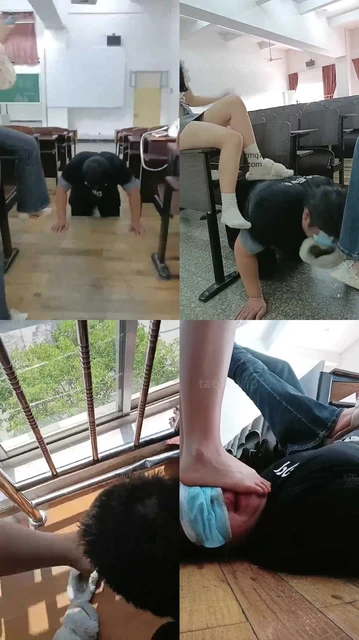 【爱可呀】2位女大学生女王 在教室调教贱货