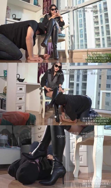 【初见】物化 人形鞋刷 保养伺候女主人的过膝长靴