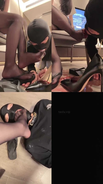 【绘子Sama】黑丝人字拖 高跟鞋当作红酒杯