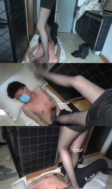 【艾琳】超模黑丝美腿 踩踏男奴