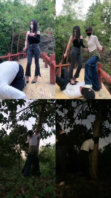 【暴力美学】双S-女神户外遛狗-绑树上酷刑惩治【双视角版】