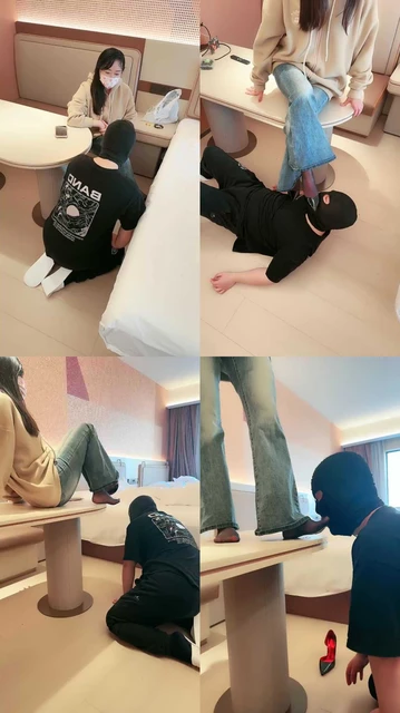 【桃子老师】高跟黑丝踩踏喂食奶狗