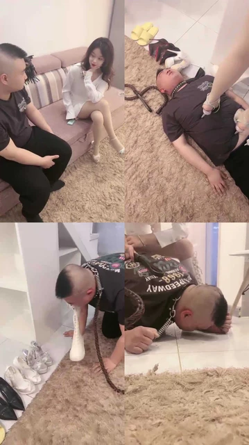 【妍主大大】发现邻居偷舔鞋子-高跟全体重踩踏/转胯遛狗