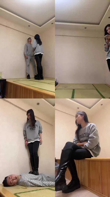 【年华S】素人长靴碾压/头压垃圾桶/踩踏踢打