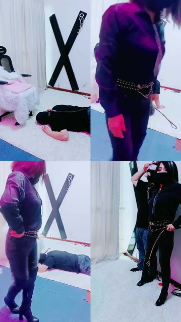 【冰女王】高跟长靴踩虐/重度鞭打/胯下辱/吊绑丝袜塞嘴