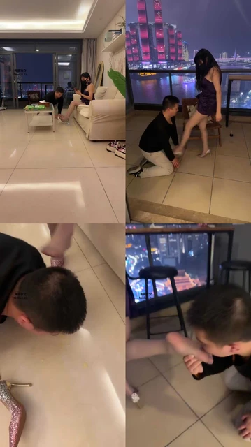 【伊晨】绿帽专场-阳台跪舔灰丝高跟/踩狗爪/踢裆喝圣水【双视角】