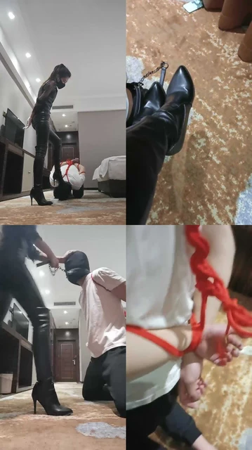 【多多】五花大绑长靴虐打狗