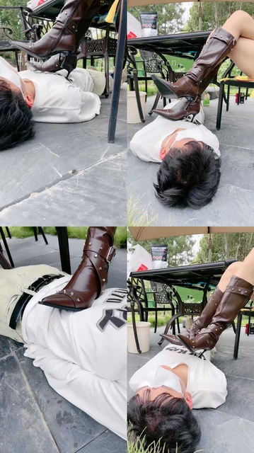 【沅芷】高跟皮靴踩虐脚垫/电击棍威胁就范