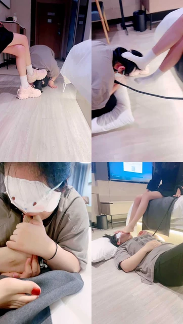 【尤黎】母畜-狗链遛狗/磕头/叼白袜/近距离舔闻裸足