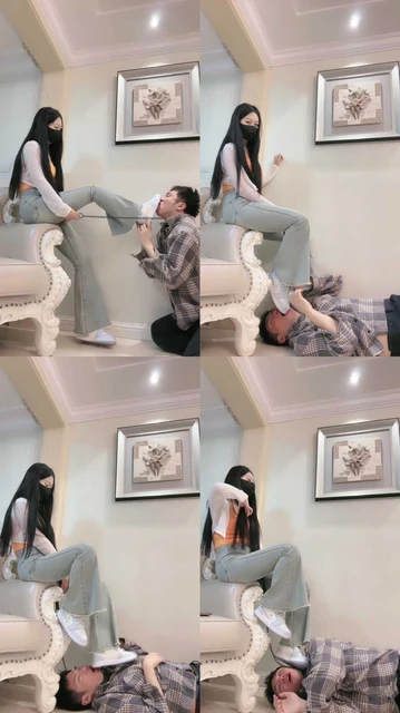 【桃幼幼】狂舔休闲板鞋/踢踹虐打/近距离恋足舔【完整版】