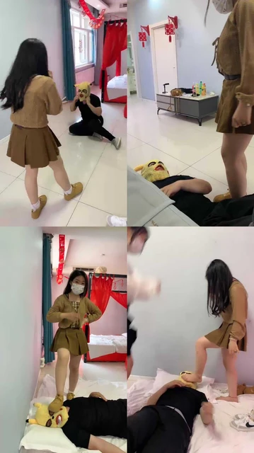 【精神小妹】双S学生主暴力踢踹/全体重跳踩