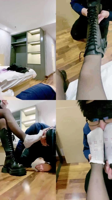 【甜沁】跪舔长靴原味白袜/吃口水