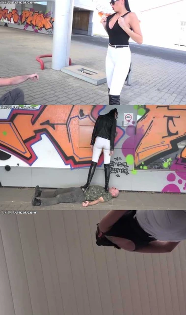 【欧美女王】狂揍看门狗！Rea女王也敢拦？瞎了你的狗眼！大皮靴暴踹，踩扁狗