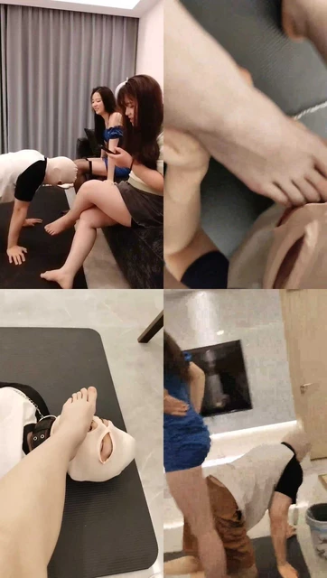 【抚兮】素人双S-黑丝裸足虐废物奴