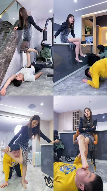 【麋鹿银儿】模特S-高跟全体重踩/脚底喂食/腿绞掐脖窒息