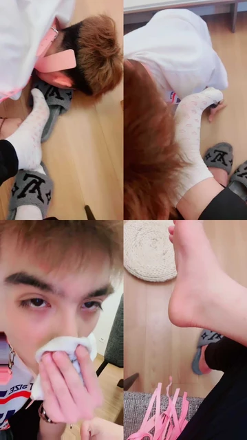 【香奶奶】嘴叼白袜/毛拖鞋踩虐/气味控制辱