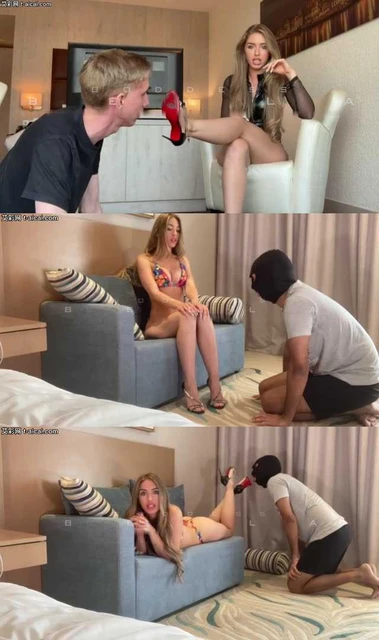 【欧美女王】跪舔高颜值拜金女Bella的Louboutin高跟凉鞋脏鞋底!穷比只能舔鞋底