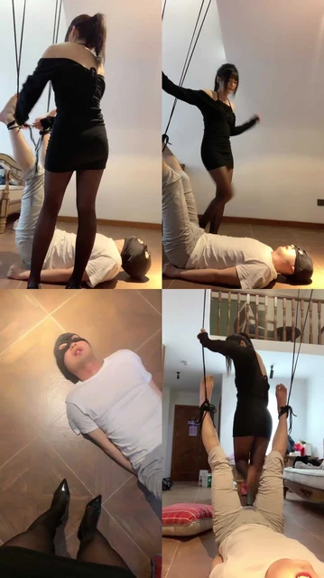 【宝爷】吊绑高跟黑丝全体重踩踏