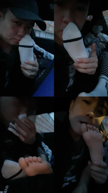 【精神小妹】车内调-闻舔学生素人的超臭白袜裸足