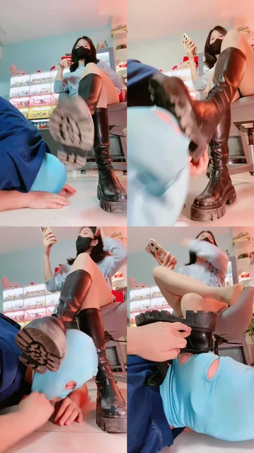 【美离子】脏长靴踩狗头/强制闻鞋/肉丝脚捂脸/骑马