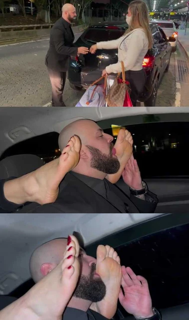 【欧美女王】情侣奴闻舔Grazi女王旅行中的超浓郁原味臭棉袜脚！下飞机脱鞋闻脚