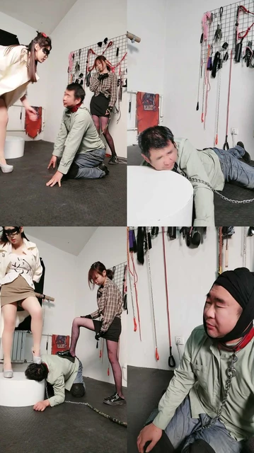 【疼痛挨打狗】高贵玲玲主和佳佳主踩舌，耳光，骑马夹手，踩手