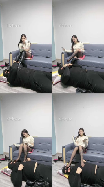 【尤尤子】长靴黑丝-脚下有条流浪狗