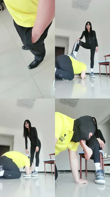 【皮皮SS】瑜伽服暴揍外卖偷丝袜贼