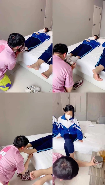 【精神小妹】校服双S学生-闻舔超臭白袜/裸足踩踏