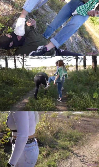 【欧美女王】LGF-头被踩进泥里！脏鞋底子照脸踹！贱狗被Nicole和Lena暴踩狂揍