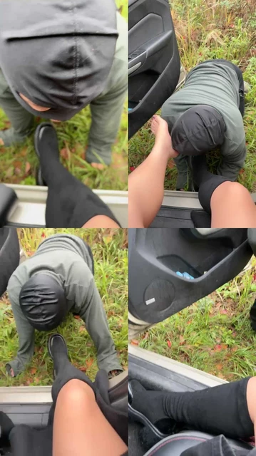 【子熙大人】车外跪舔长靴原味白袜/人体烟灰缸