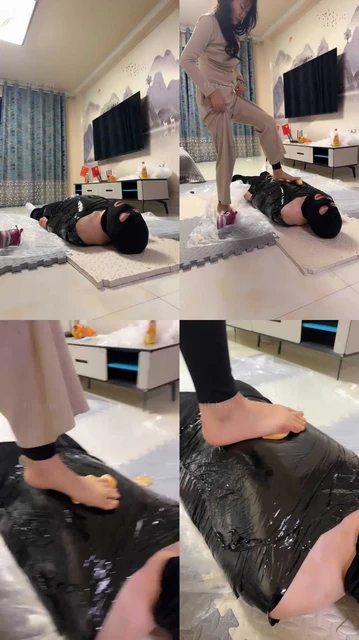 【精神小妹】双S-胶带全包木乃伊狗-踩踏喂食【完整版】