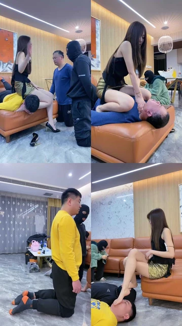 【麋鹿银儿】多奴群调-腿绞掐脖窒息/耳光/强制闻脚/掐乳/舔脚