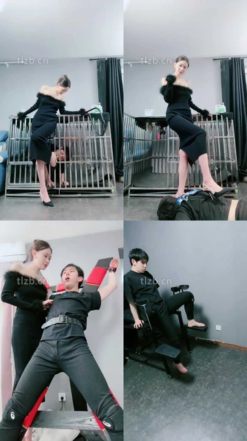 【艾琳175】铁笼关狗-舔高跟/碾压狗爪/插嘴/袜子塞嘴/虐乳