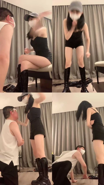 【甜甜】反绑/揪耳朵/抽耳光/鞭打/长靴踩狗头/骑狗背