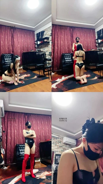 【冷颜】红长靴诱惑母狗-sp/头顶鞋/转胯狗爬