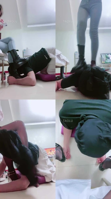 【娜美】女白领全体重踩踏/丝袜鞋垫踩狗爪/黑丝脚深喉