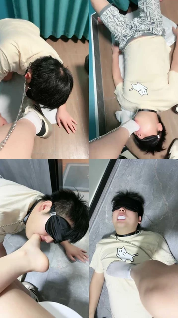 【美羊羊】狗链遛狗/跪舔脏鞋白袜/头压马桶/吃袜子