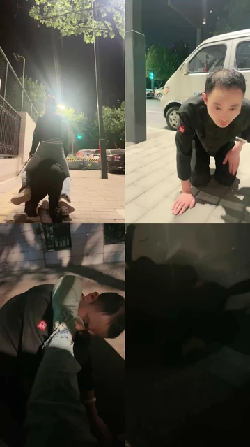 【语阳】户外，踩狗脸爬行给主人清理鞋底津津有味，口水