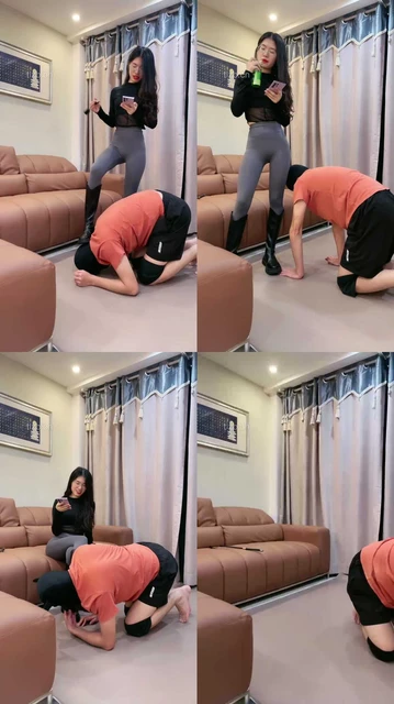 【嘉妮】长靴黑丝踩踏/腿夹脖/鞭打