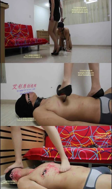 【小妮女主】肉丝高跟调教，细跟践踏皮鞭滴蜡窒息惨虐贱奴