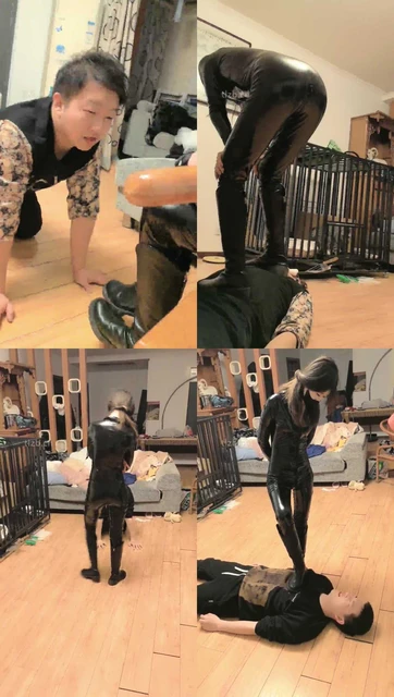 【诗琪】骨头口塞/长靴踩虐/鞭打腿绞【双视角版】