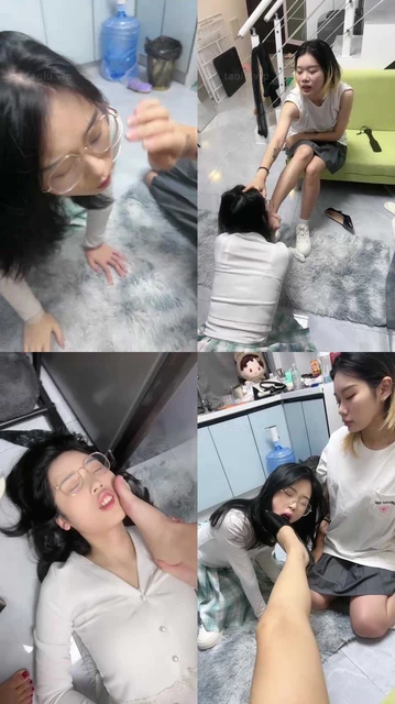 【橙宝】双母畜-奴下奴-舔高跟/掐脖骑马/吃白袜/插嘴/竖中指