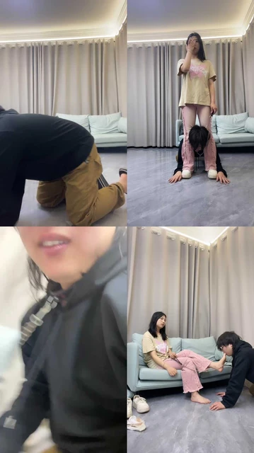 【素人挖掘机】可爱学生主-骑马抽耳光/踩踏/sp/舔脏鞋底白袜