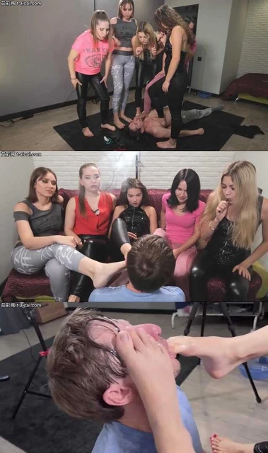 【欧美女王】Bertie女神带4个闺蜜臭汗脚群踩浓痰暴吐贱狗！满脸浓痰用脚搓